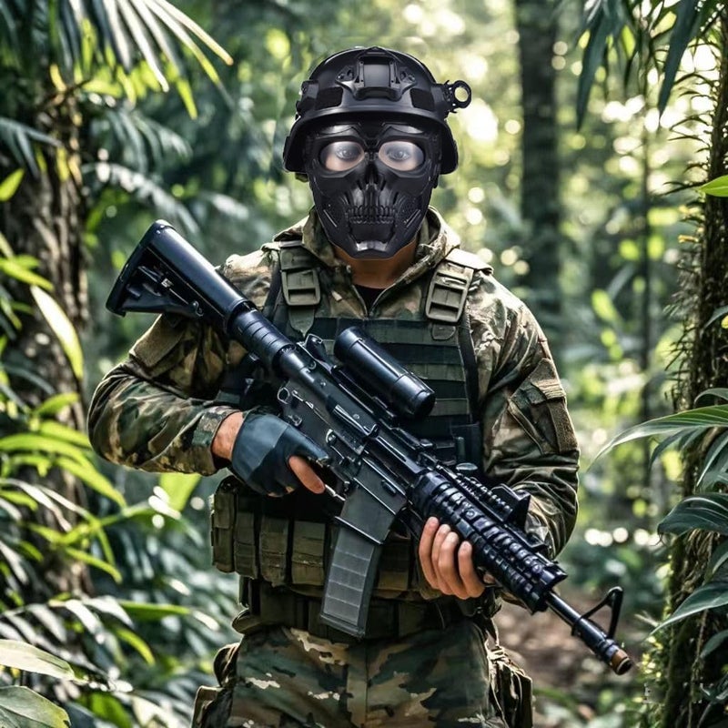 OQUQO Airsoft Tactical Helmet, Full Face Mask for Men, Paintball Helmet, NVG Mount and Side Rails, Adjustable Strap - Complete Tactical Gear for Cosplay and Movie Props - Image 4